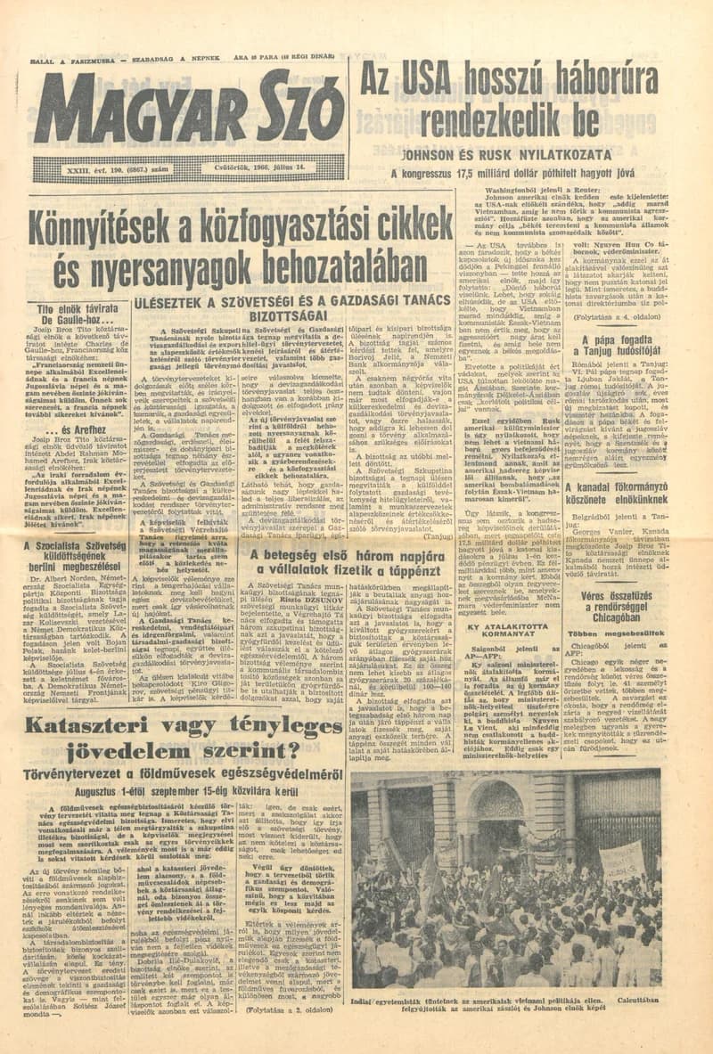 Magyar Szó, 23. évf. 1966. július 14. 190. sz.