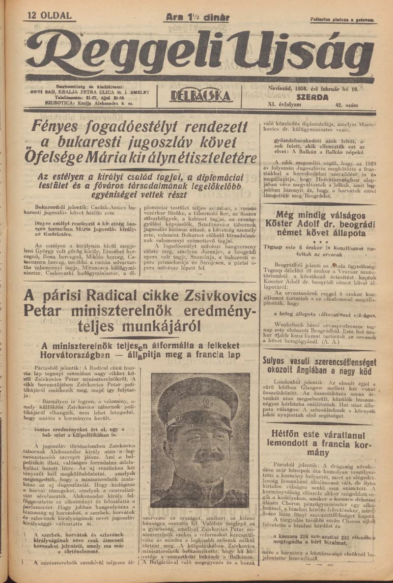 Reggeli Újság, 11. évf. 1930. február 19. 42. sz.