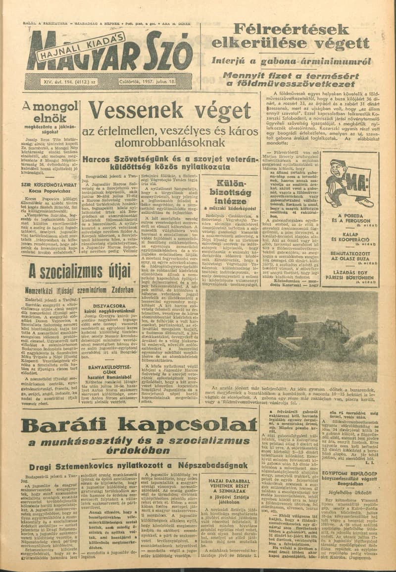 Magyar Szó, 14. évf. 1957. július 18. 194. sz. 1–12. oldal