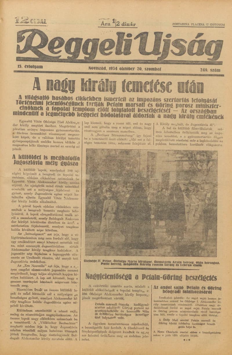 Reggeli Újság, 15. évf. 1934. október 20. 246. sz.