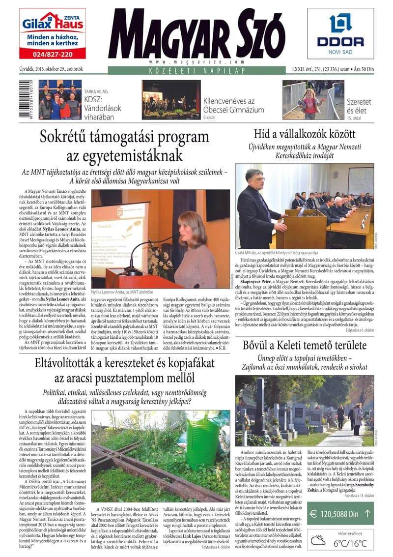 Magyar Szó, 72. évf. 2015. október 29. 251. sz. 1–20. oldal
