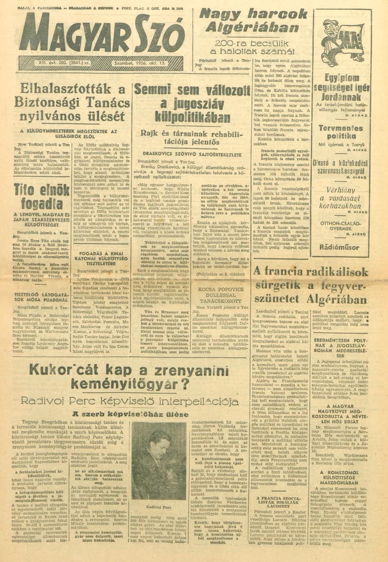 Magyar Szó, 13. évf. 1956. október 13. 280. sz. 1–12. oldal
