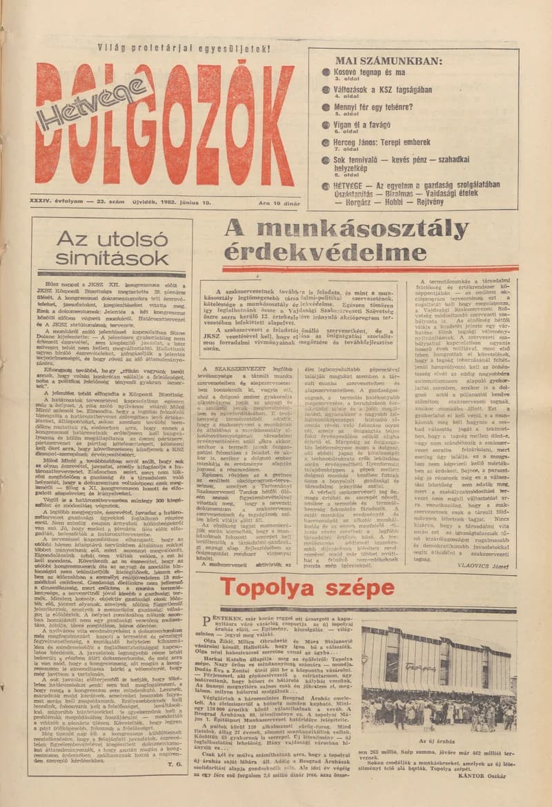 Dolgozók, 36. évf. 1982. június 10. 23. sz.