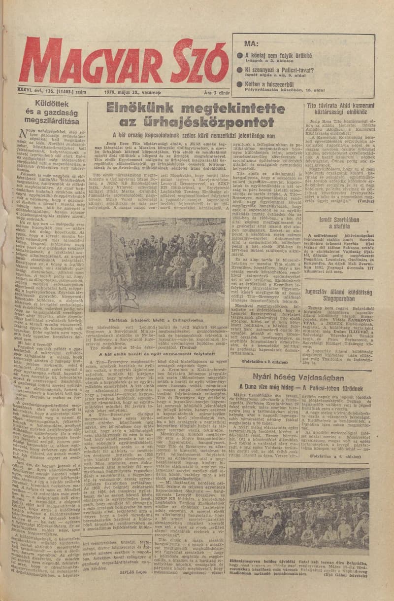 Magyar Szó, 36. évf. 1979. május 20. 136. sz. 1–36. oldal
