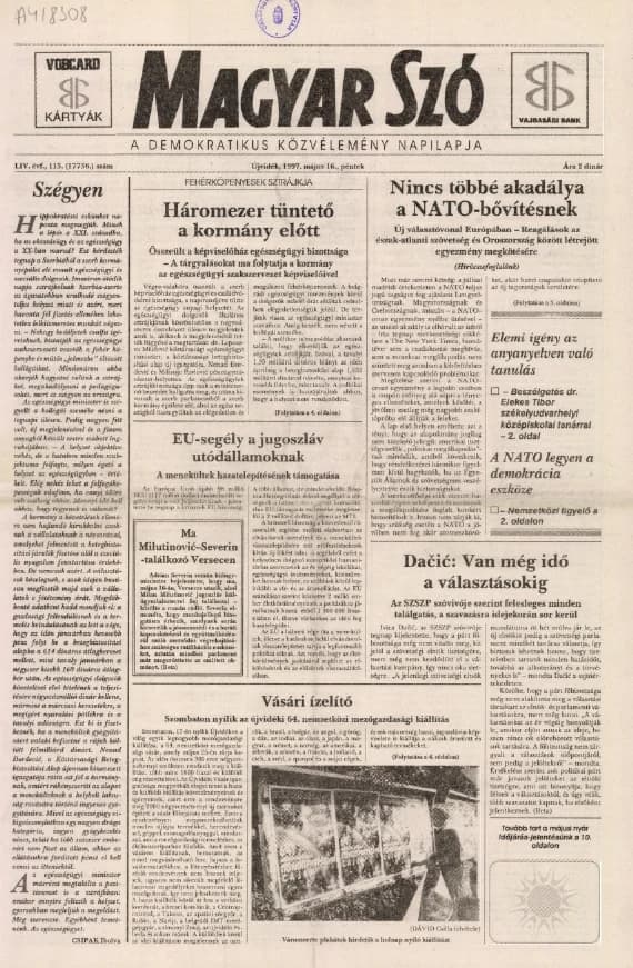 Magyar Szó, 54. évf. 1997. május 16. 113. sz. 1–16. oldal