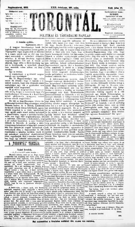 Torontál, 22. évf. 1893. július 25. 168. sz.