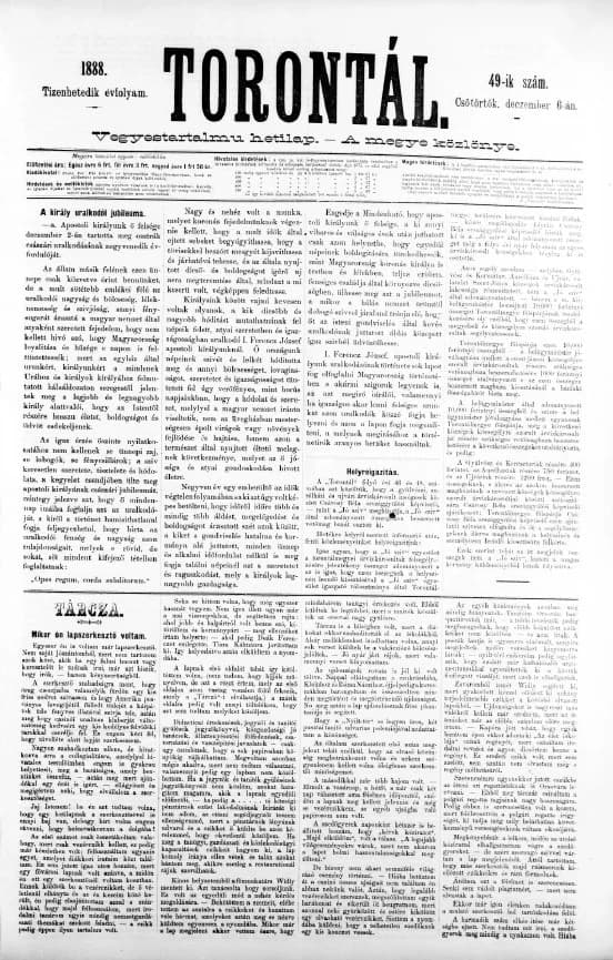 Torontál, 17. évf. 1888. december 6. 49. sz.