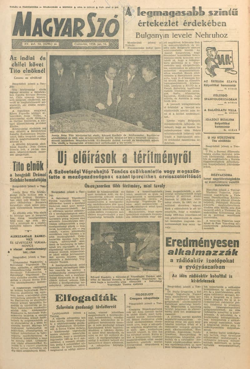 Magyar Szó, 15. évf. 1958. január 16. 14. sz. 1–10. oldal
