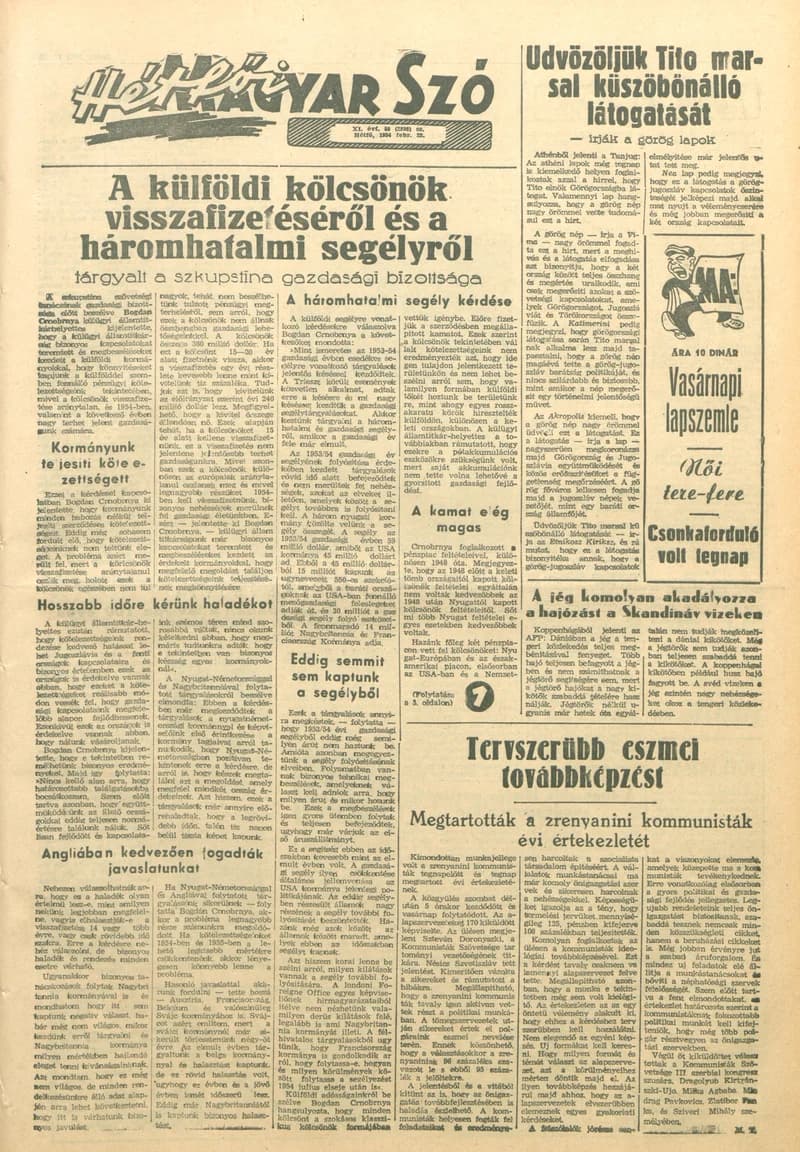 Magyar Szó, 11. évf. 1954. február 22. 50. sz. 1–6. oldal