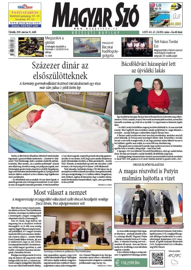 Magyar Szó, 75. évf. 2018. március 19. 63. sz. 1–20. oldal