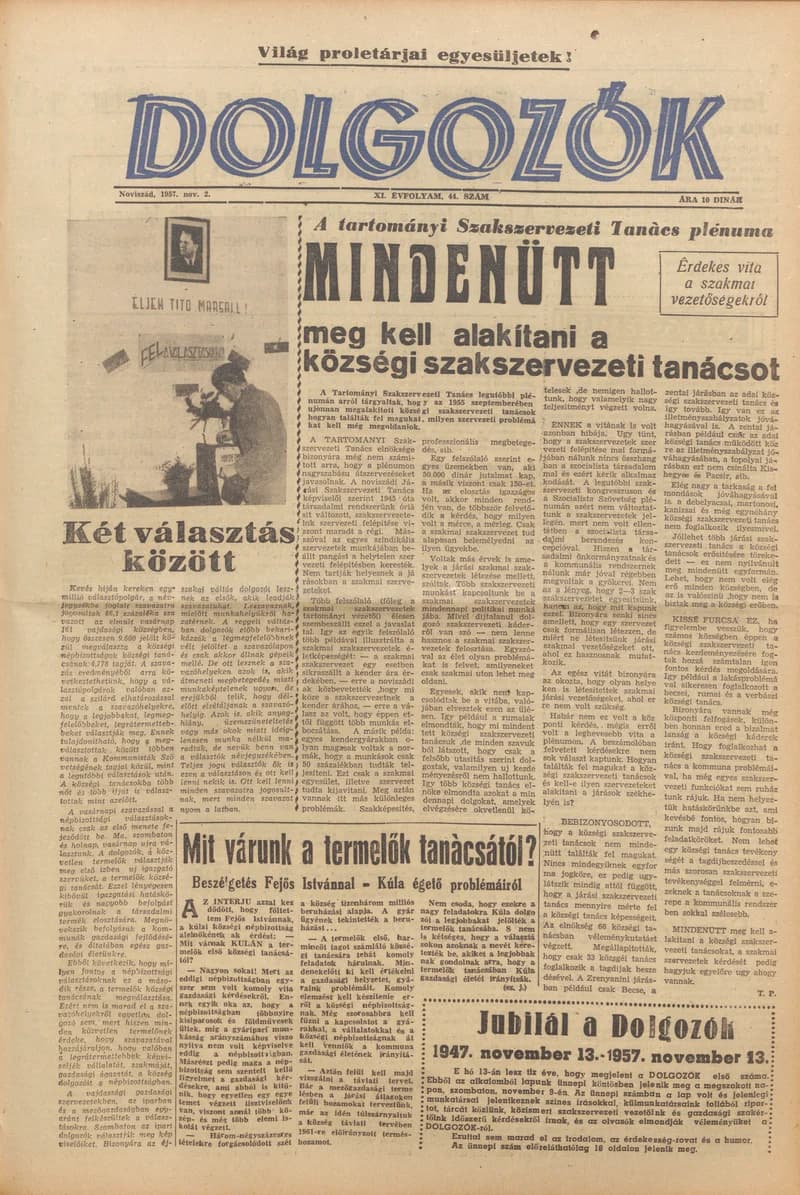 Dolgozók, 11. évf. 1957. november 2. 44. sz.