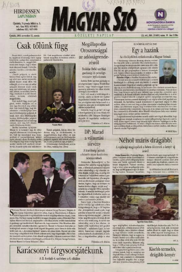 Magyar Szó, 60. évf. 2003. november 12. 268. sz. 1–20. oldal