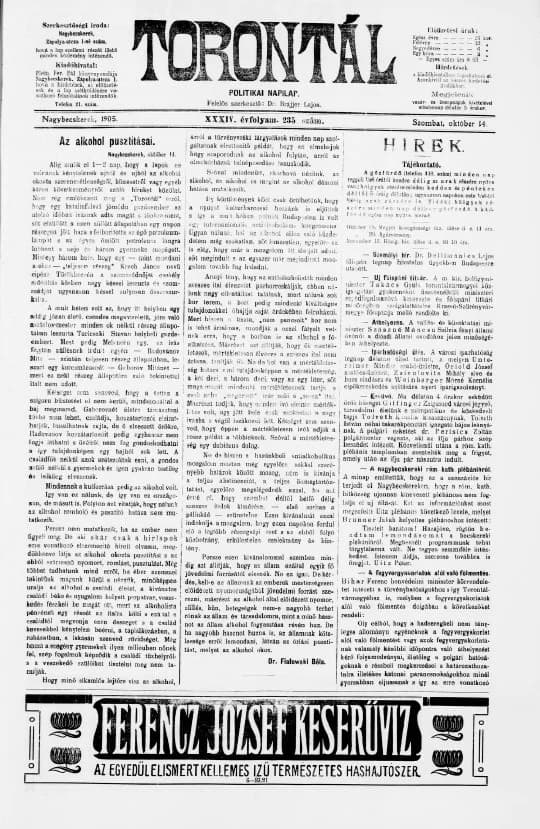 Torontál, 34. évf. 1905. október 14. 235. sz.