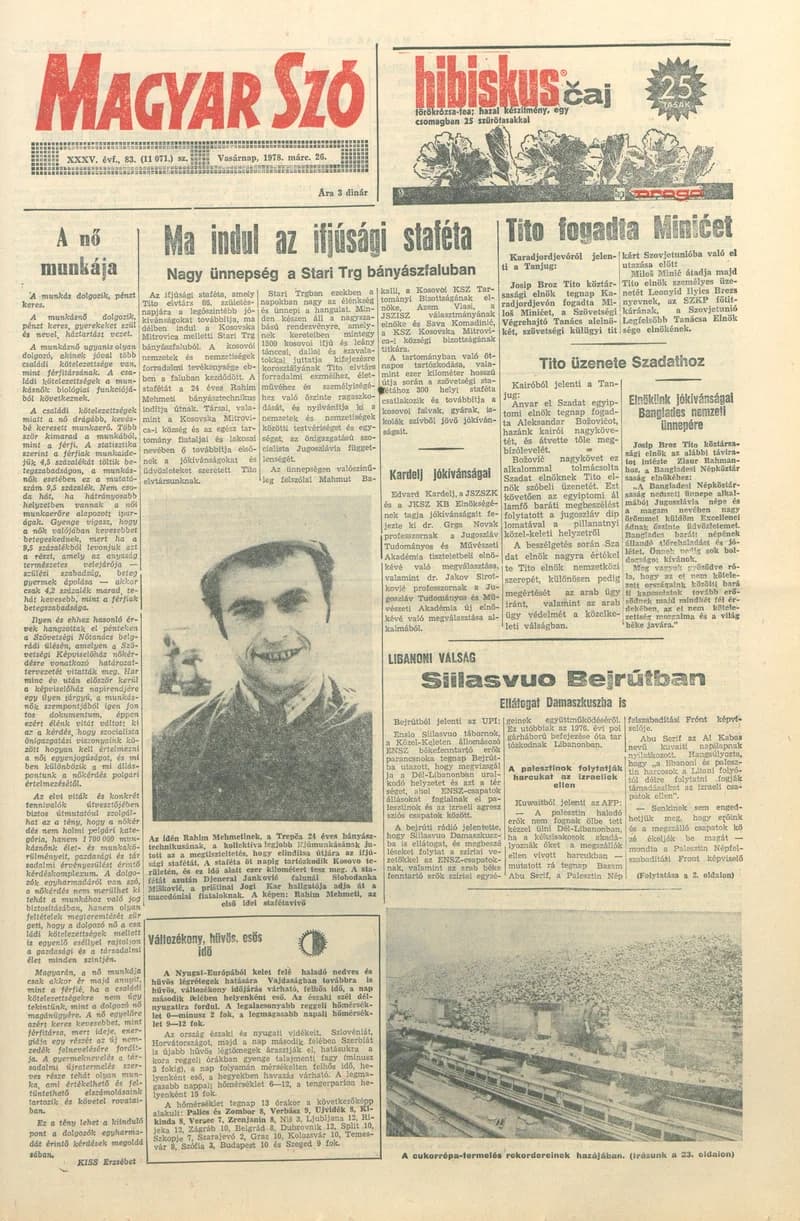 Magyar Szó, 35. évf. 1978. március 26. 83. sz. 1–44. oldal