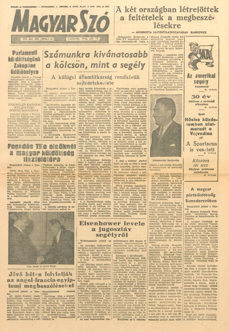Magyar Szó, 13. évf. 1956. október 18. 285. sz. 1–8. oldal