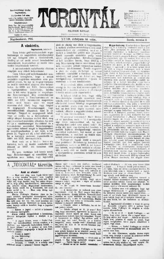 Torontál, 34. évf. 1905. március 8. 55. sz.