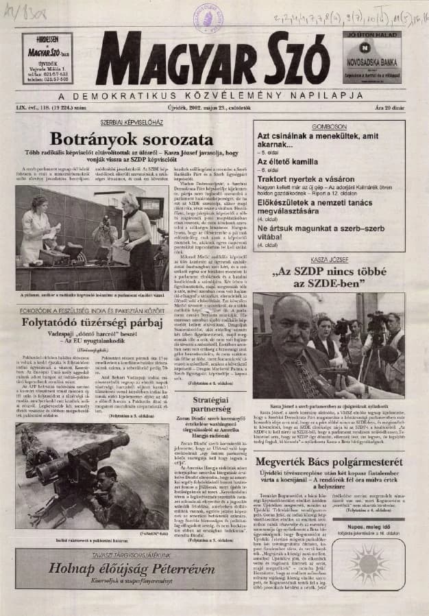Magyar Szó, 59. évf. 2002. május 23. 118. sz. 1–16. oldal