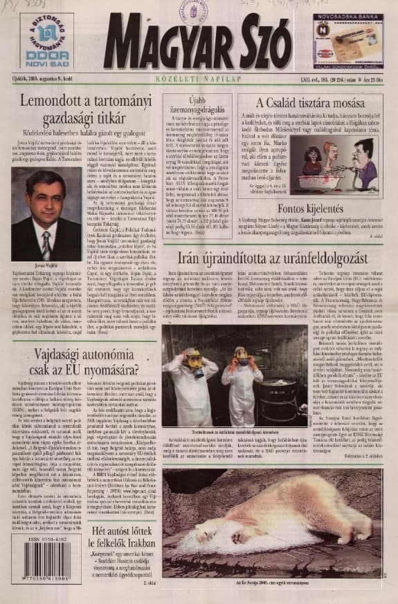 Magyar Szó, 62. évf. 2005. augusztus 9. 185. sz. 1–20. oldal