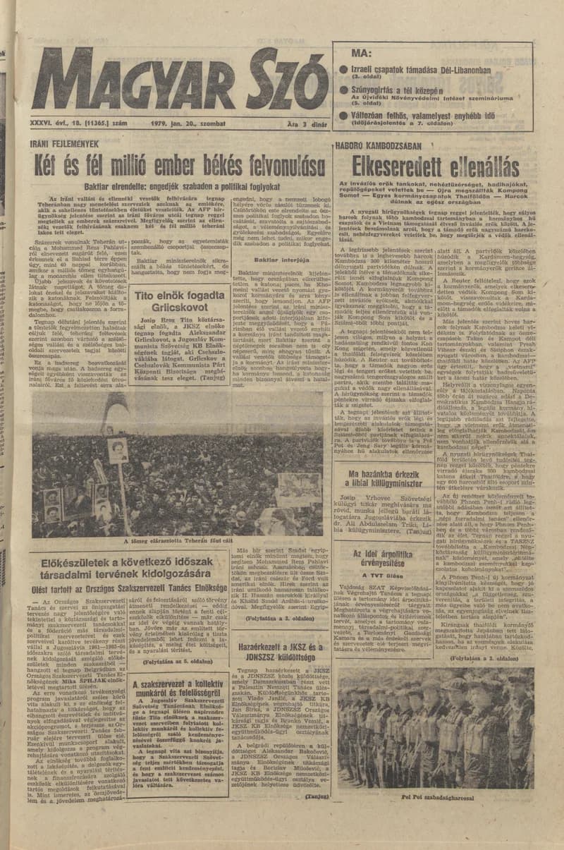 Magyar Szó, 36. évf. 1979. január 20. 18. sz. 1–24. oldal