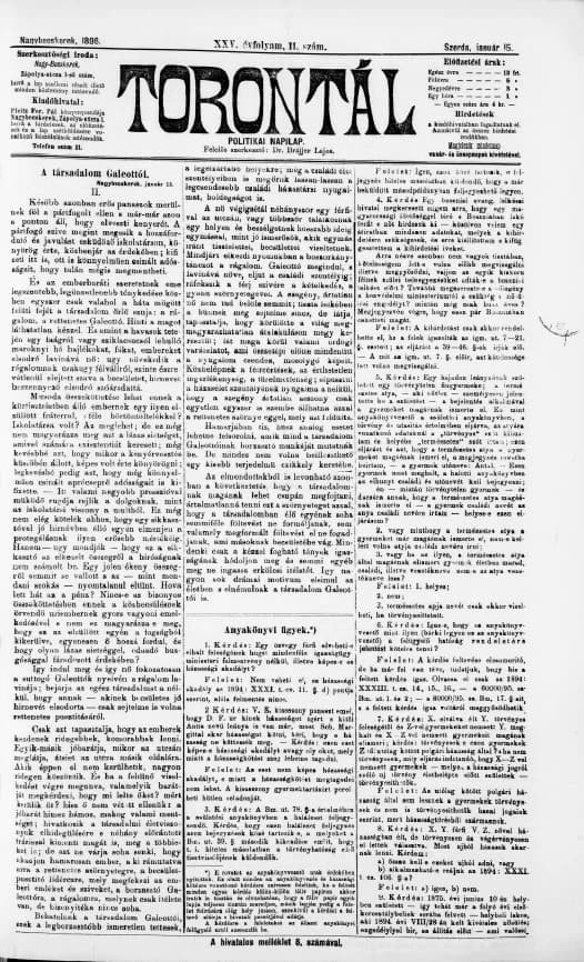 Torontál, 25. évf. 1896. január 15. 11. sz.