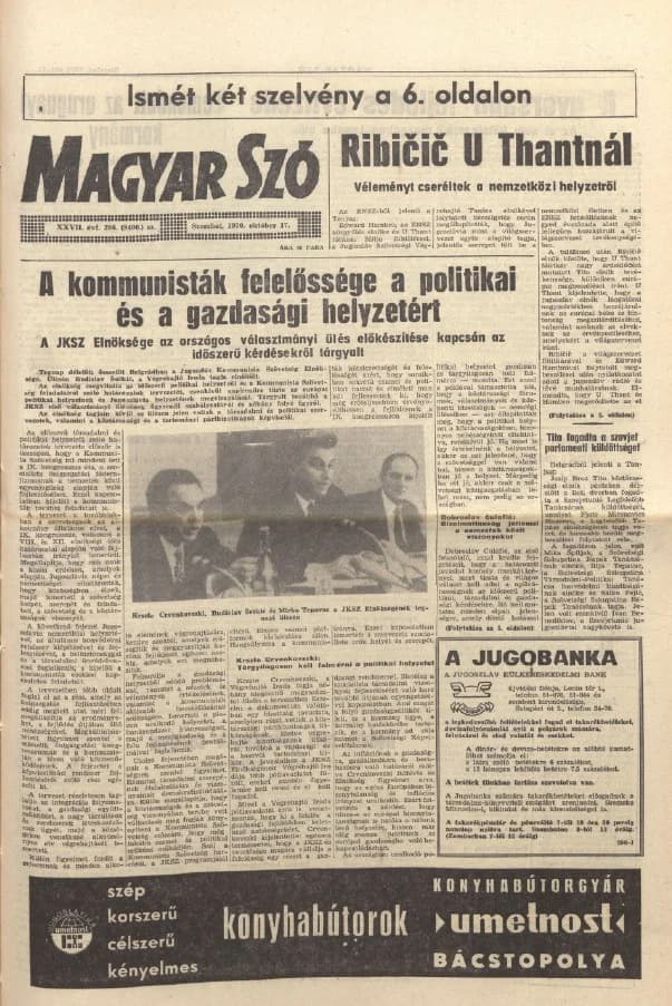 Magyar Szó, 27. évf. 1970. október 17. 286. sz. 1–20. oldal