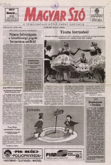 Magyar Szó, 58. évf. 2001. június 10. 133. sz. 1–28. oldal