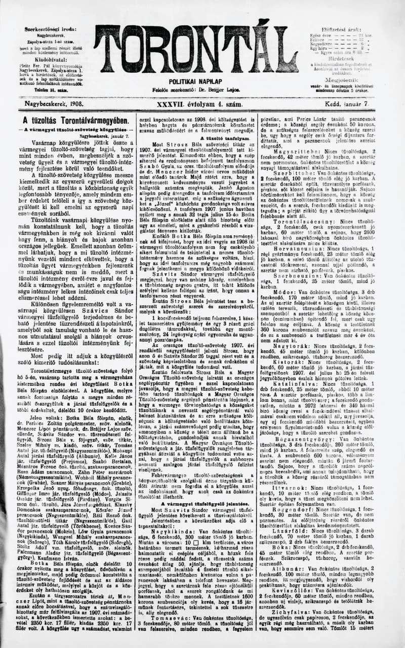 Torontál, 37. évf. 1908. január 7. 4. sz.