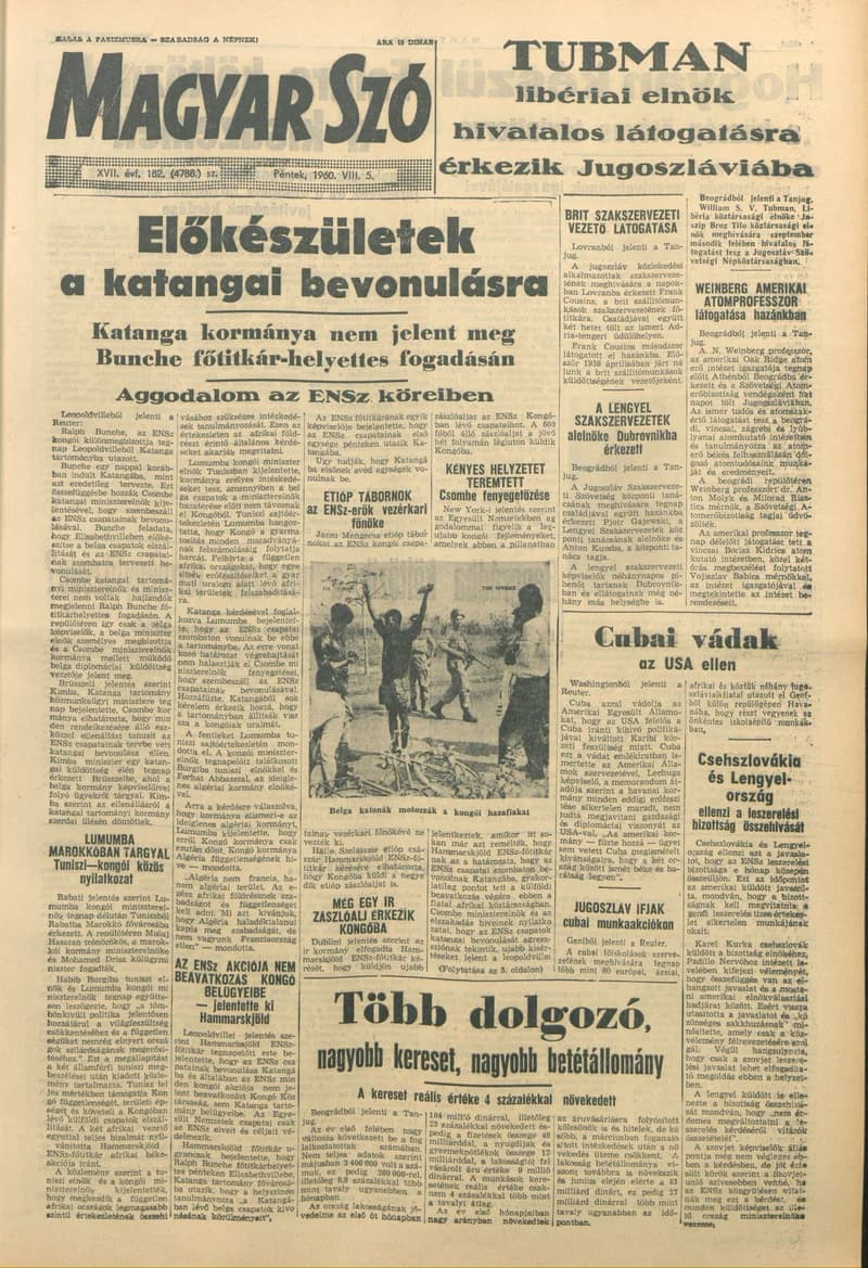 Magyar Szó, 17. évf. 1960. augusztus 5. 182. sz. 1–22. oldal