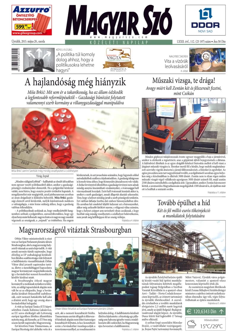 Magyar Szó, 72. évf. 2015. május 20. 112. sz. 1–16. oldal