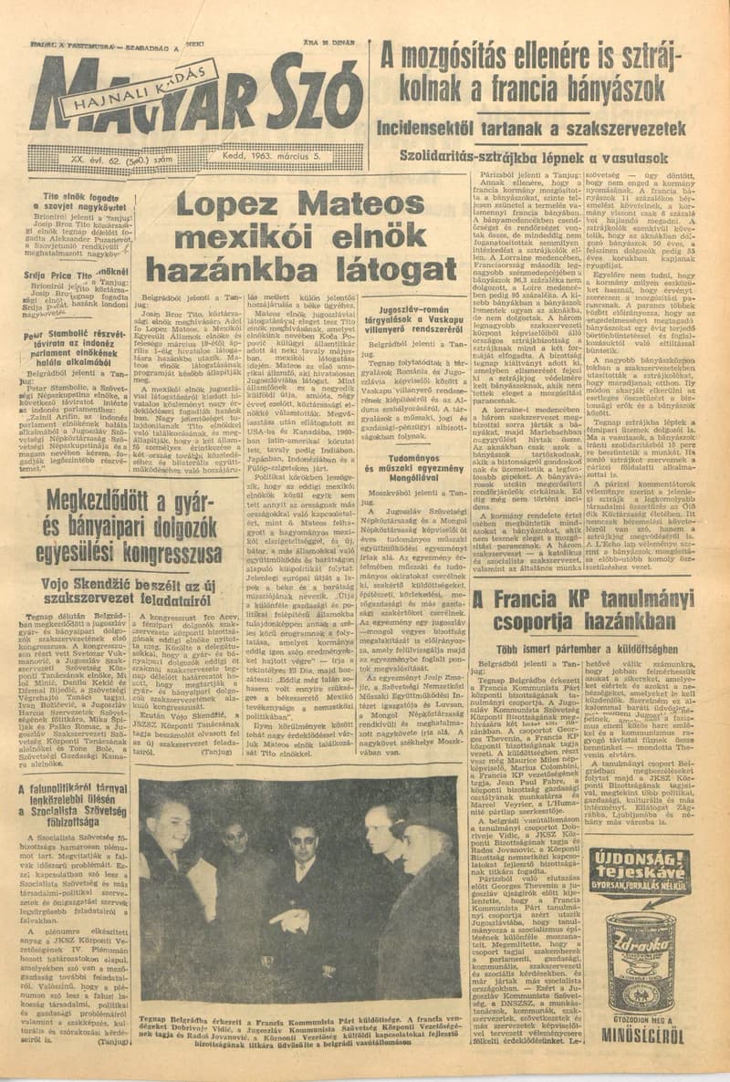 Magyar Szó, 20. évf. 1963. március 5. 62. sz. 1–16. oldal