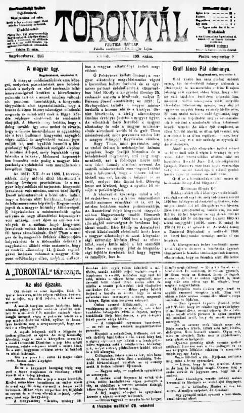 Torontál, 27. évf. 1898. szeptember 2. 199. sz.