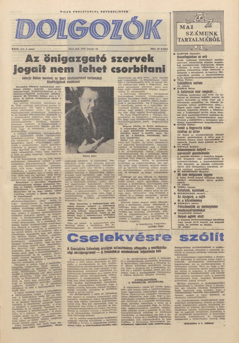 Dolgozók, 24. évf. 1970. január 16. 2. sz.