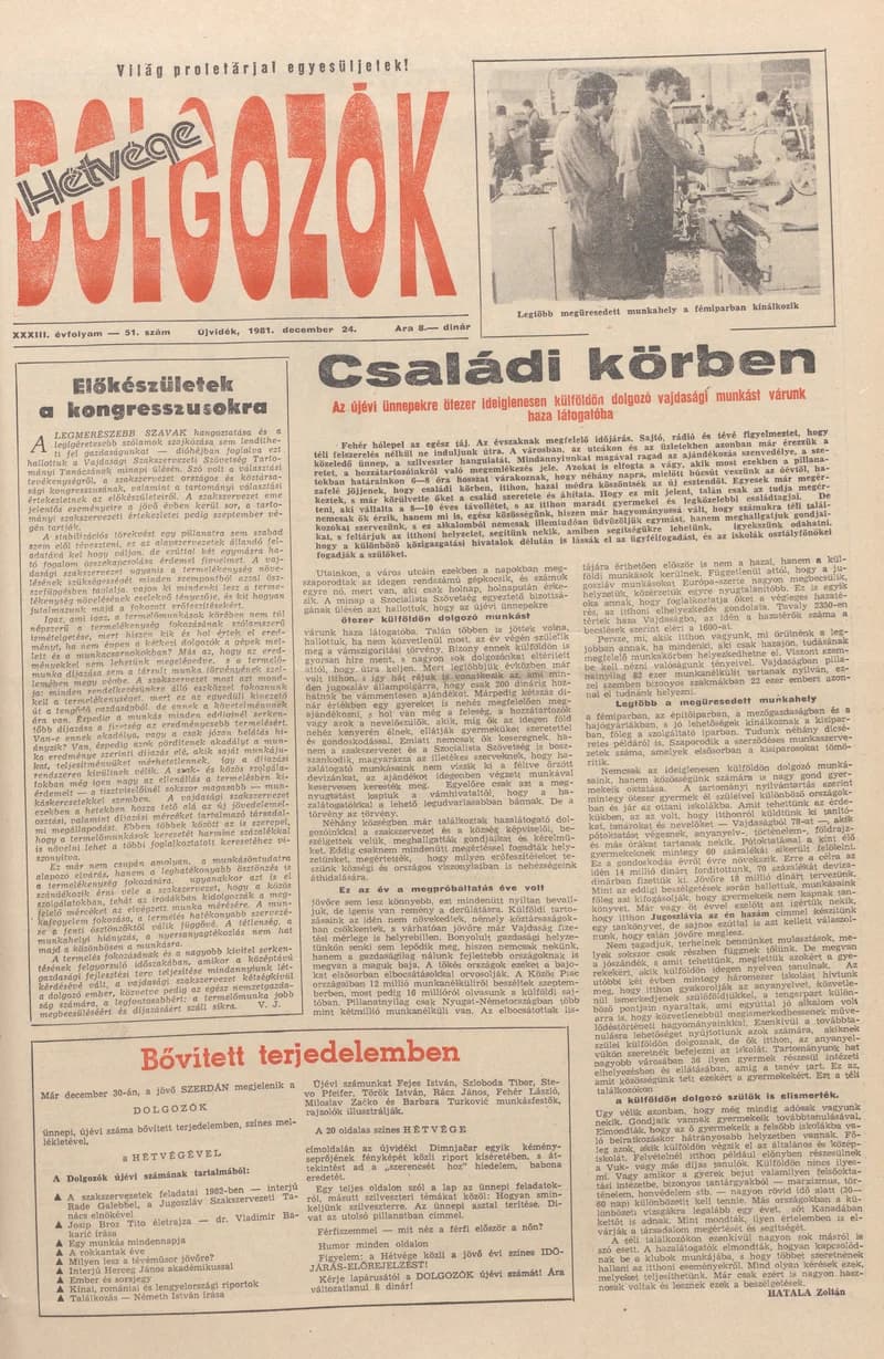 Dolgozók, 35. évf. 1981. december 24. 51. sz.