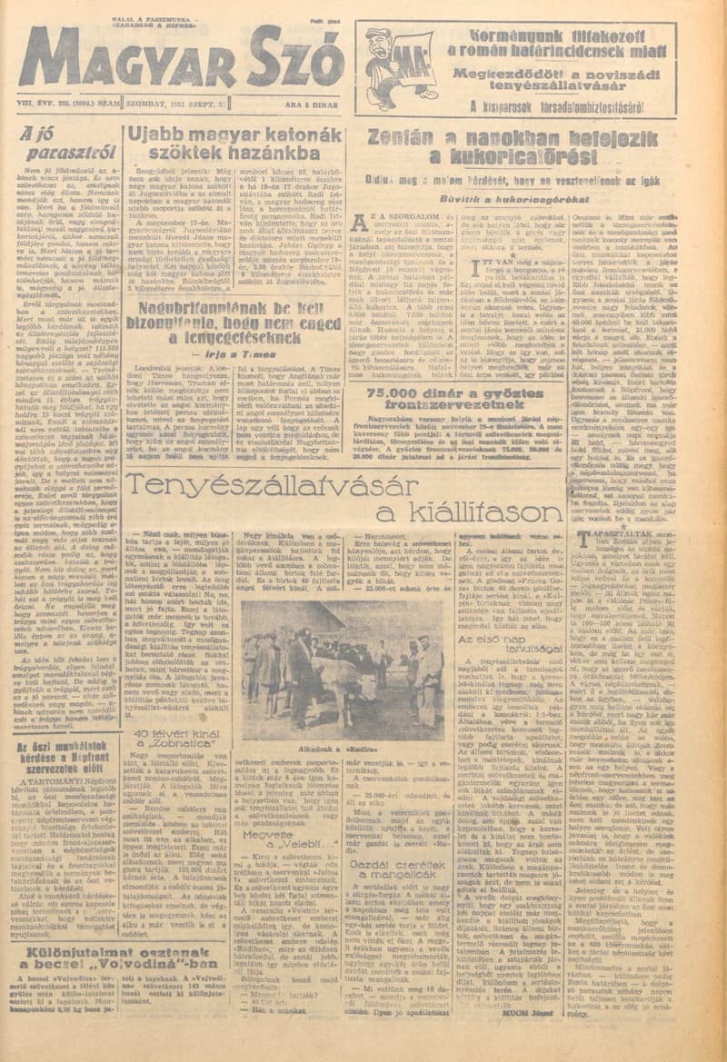 Magyar Szó, 8. évf. 1951. szeptember 22. 225. sz. 1–4. oldal