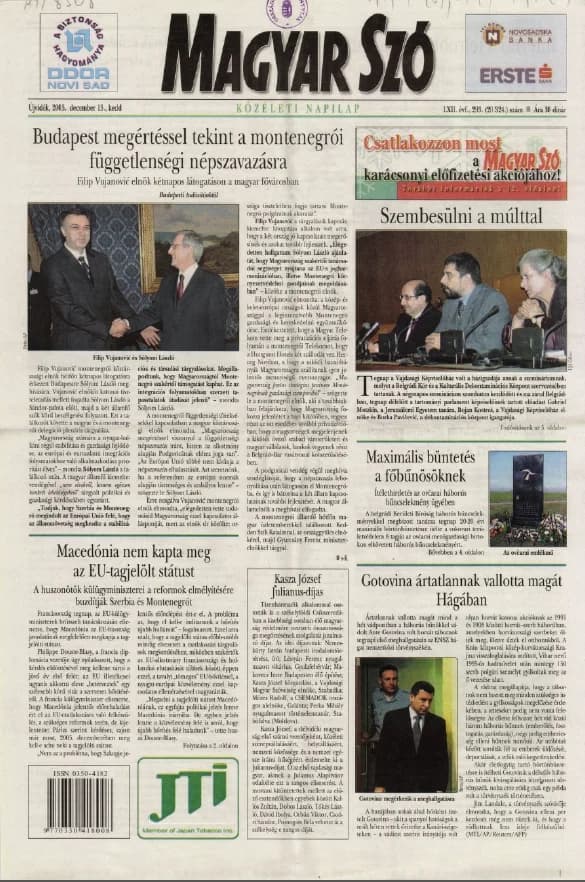 Magyar Szó, 62. évf. 2005. december 13. 293. sz. 1–20. oldal
