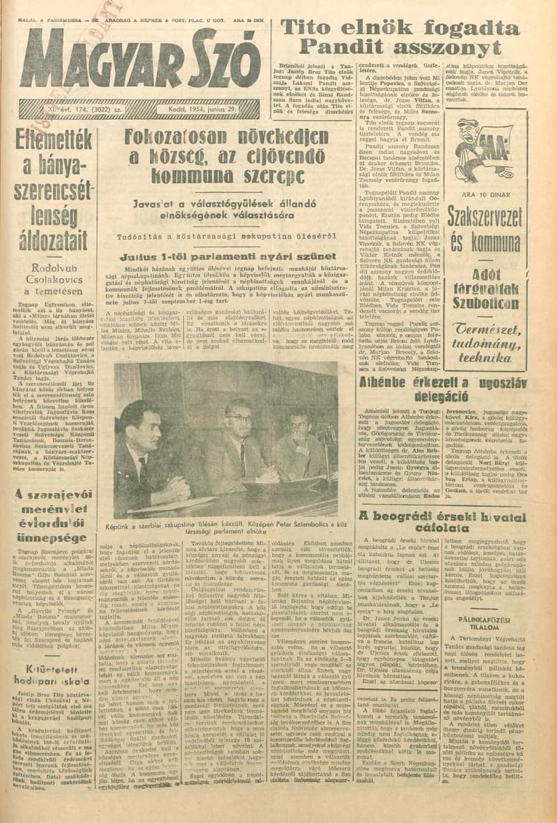 Magyar Szó, 11. évf. 1954. június 29. 174. sz. 1–8. oldal