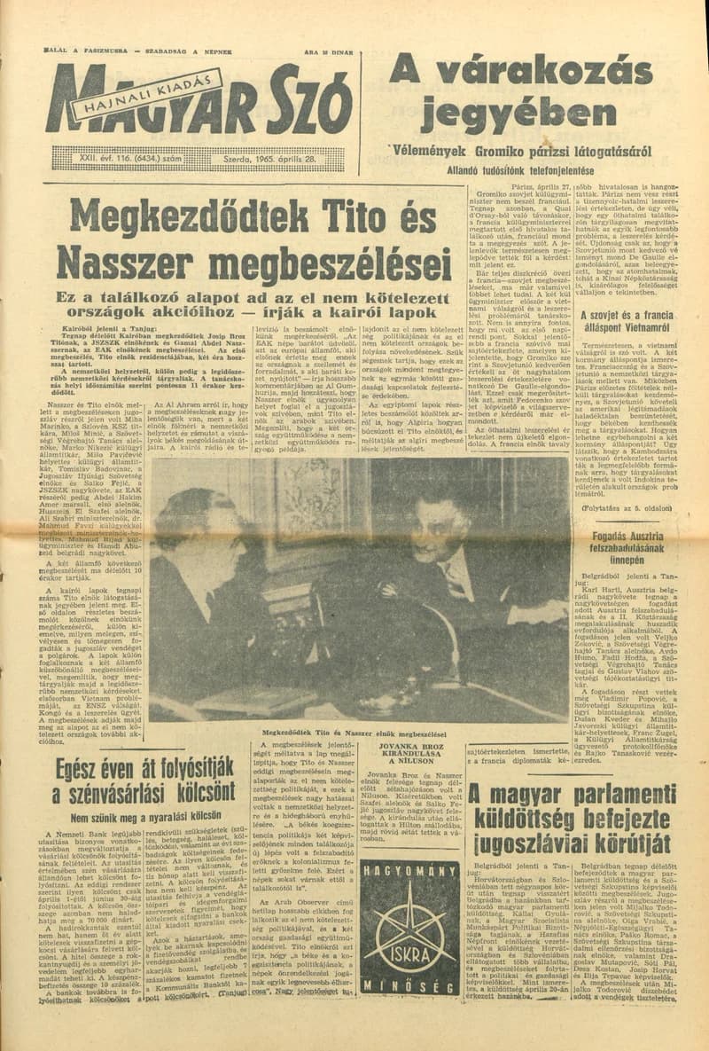 Magyar Szó, 22. évf. 1965. április 28. 116. sz. 1–16. oldal