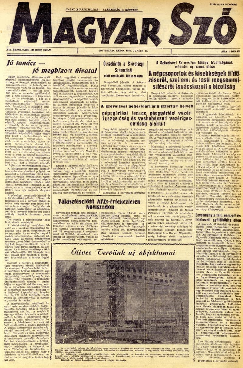 Magyar Szó, 7. évf. 1950. június 13. 140. sz. 1–4. oldal