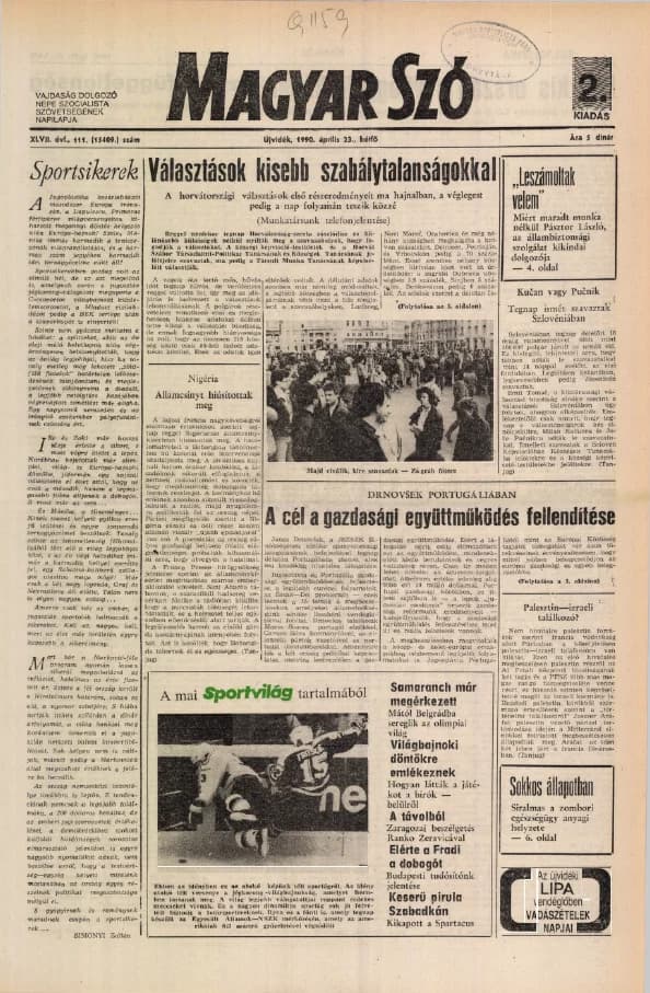 Magyar Szó, 47. évf. 1990. április 23. 111. sz. 1–20. oldal
