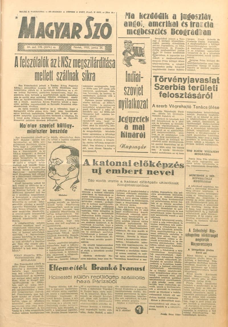Magyar Szó, 12. évf. 1955. június 24. 170. sz. 1–8. oldal