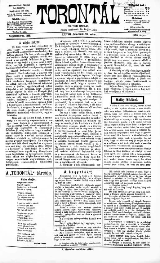 Torontál, 28. évf. 1899. május 1. 99. sz.