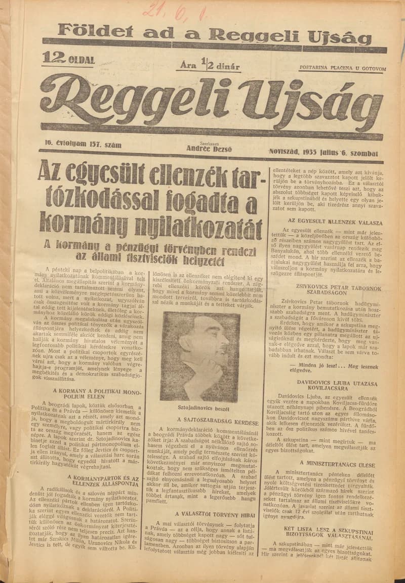 Reggeli Újság, 16. évf. 1935. július 6. 157. sz.