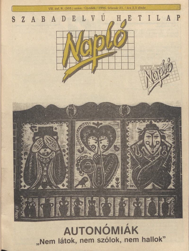 Napló - Szabadelvű hetilap, 7. évf. 1996. február 21. 303. sz.