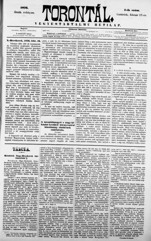 Torontál, 5. évf. 1876. február 17. 7. sz.