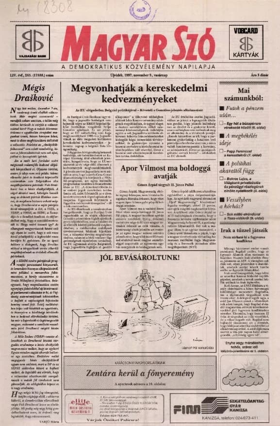 Magyar Szó, 54. évf. 1997. november 9. 265. sz. 1–24. oldal