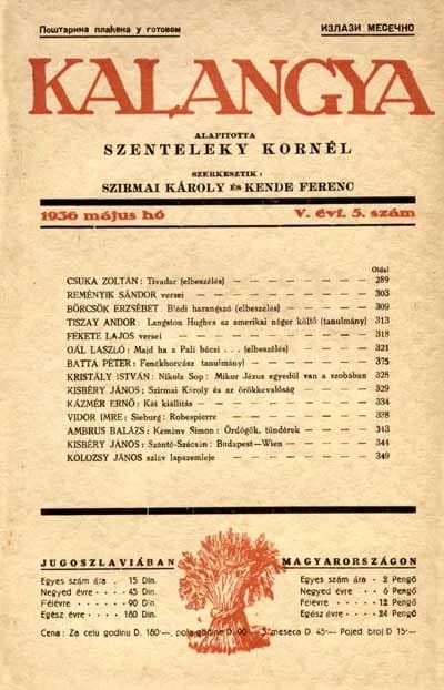 Kalangya, 5. évf. 1936. május. 5. sz. 289–352. oldal