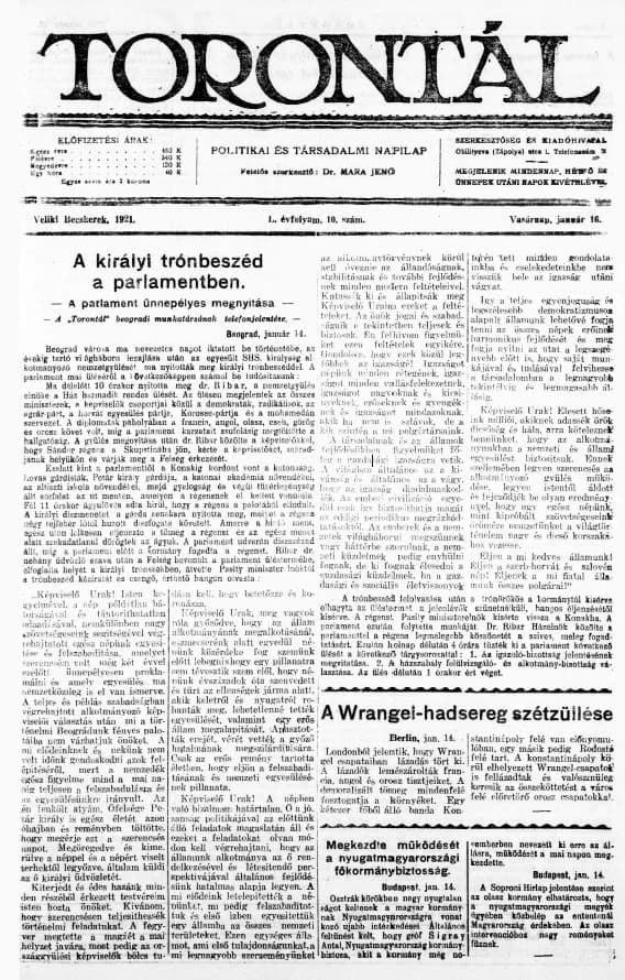 Torontál, 50. évf. 1921. január 16. 10. sz.