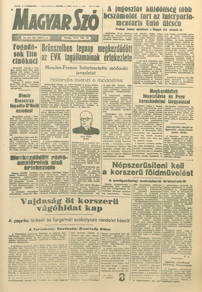 Magyar Szó, 11. évf. 1954. augusztus 20. 225. sz. 1–8. oldal