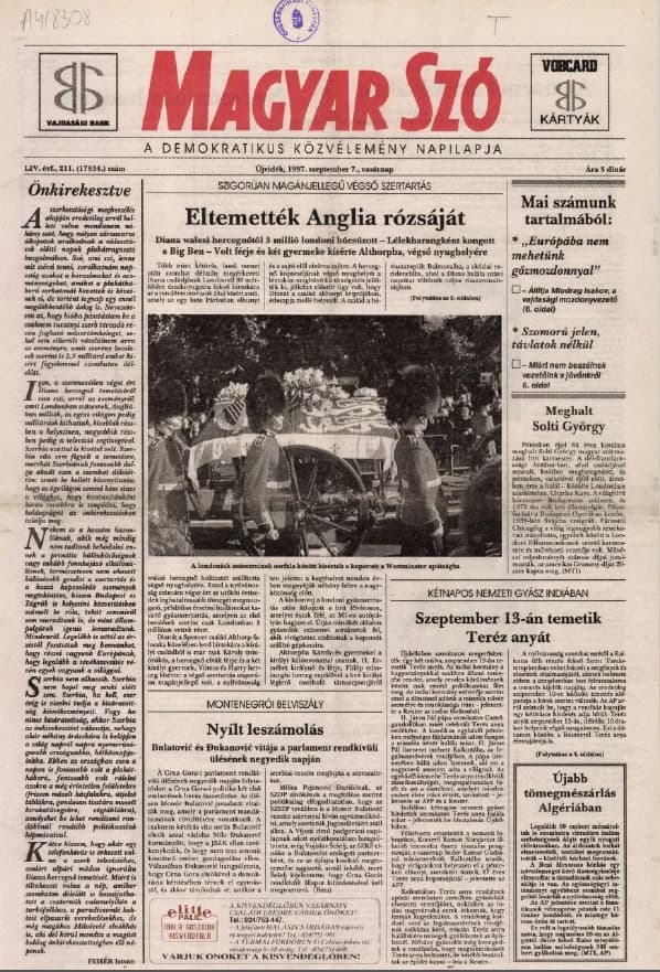 Magyar Szó, 54. évf. 1997. szeptember 7. 211. sz. 1–24. oldal