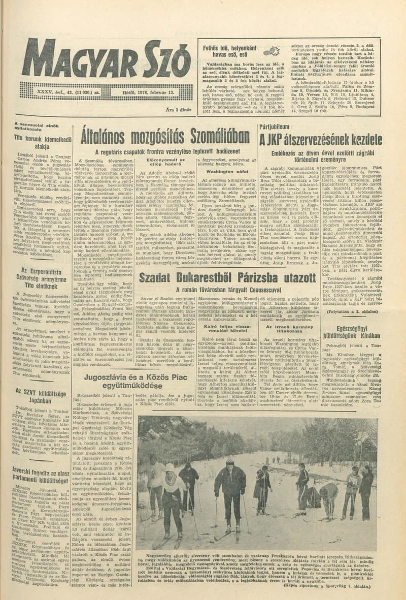 Magyar Szó, 35. évf. 1978. február 13. 42. sz. 1–8. oldal